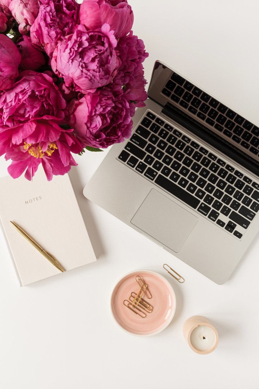 Desk with Flowers